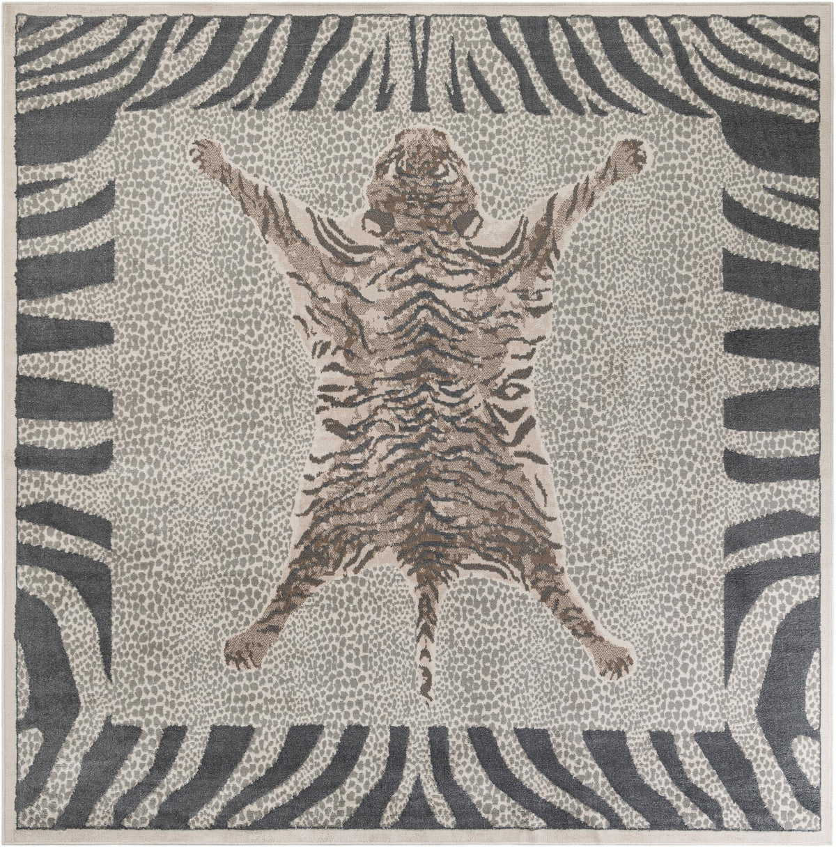 Savannah Sojourn Collection Area Rug -  Masai Square Gray and Ivory  lifestyle 22