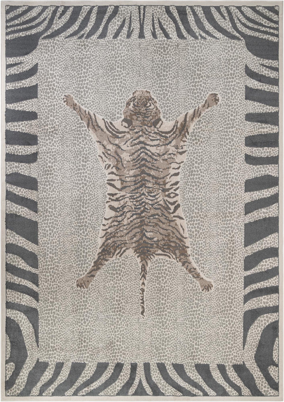 Savannah Sojourn Collection Area Rug -  Masai Rectangle Gray and Ivory Main