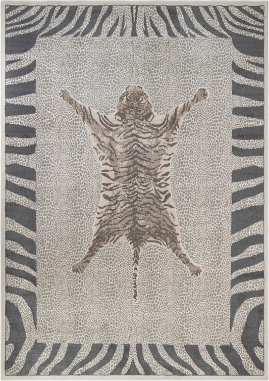 Savannah Sojourn Collection Area Rug -  Masai Rectangle Gray and Ivory Main