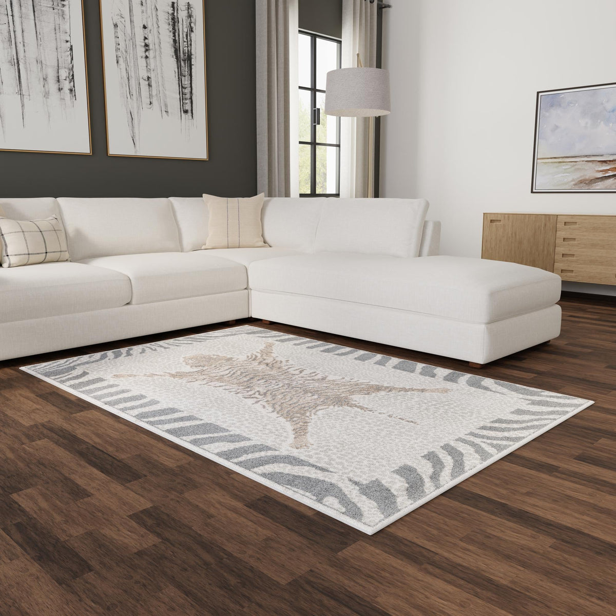Savannah Sojourn Collection Area Rug -  Masai Rectangle Gray and Ivory  lifestyle 17