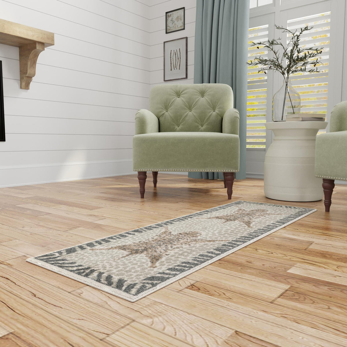 Savannah Sojourn Collection Area Rug -  Masai Runner Gray and Ivory  lifestyle 78