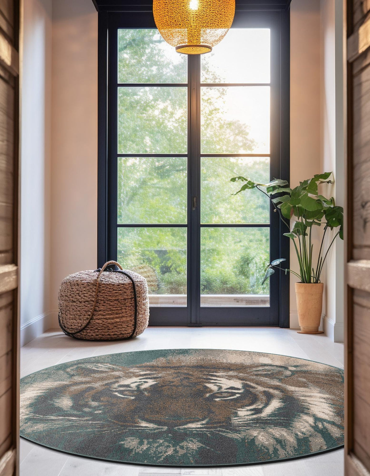 Savannah Sojourn Collection Area Rug -  Okavango Round Multi  lifestyle 36