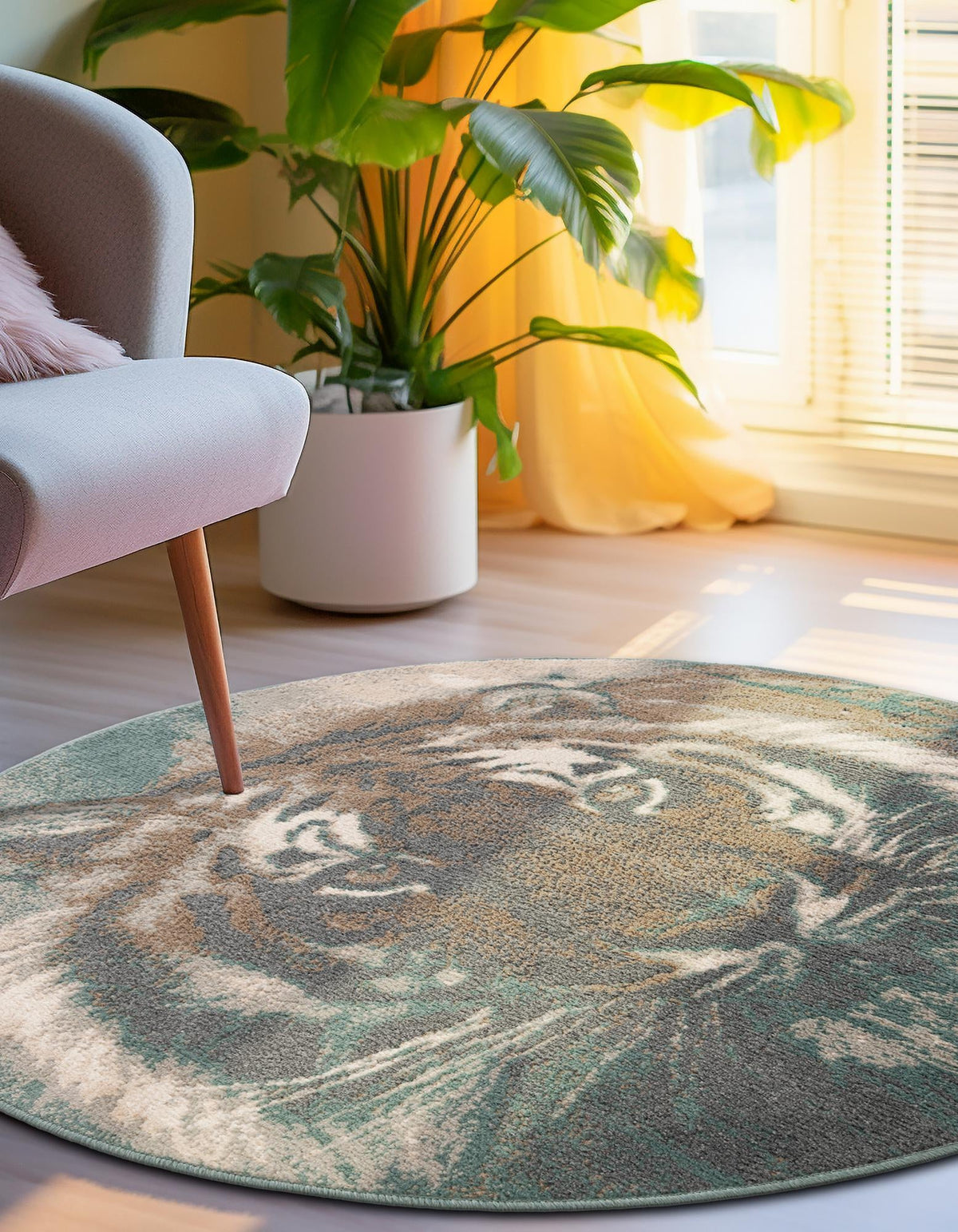 Savannah Sojourn Collection Area Rug -  Okavango Round Multi  lifestyle 38