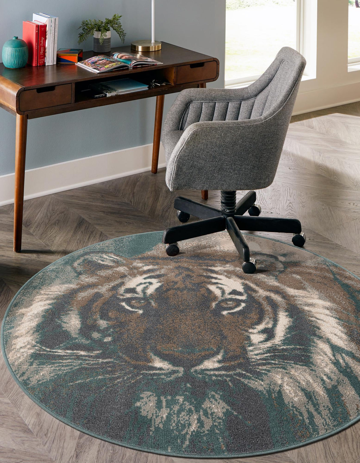 Savannah Sojourn Collection Area Rug -  Okavango Round Multi  lifestyle 40