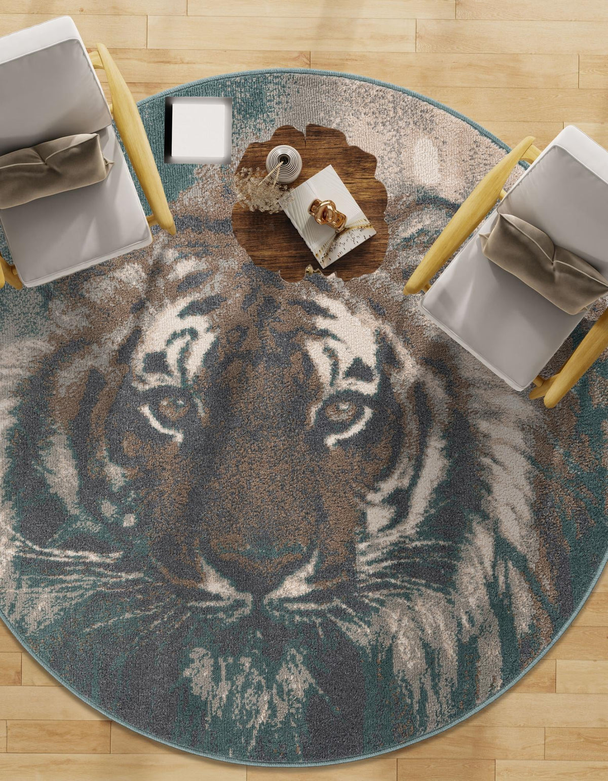 Savannah Sojourn Collection Area Rug -  Okavango Round Multi  lifestyle 72