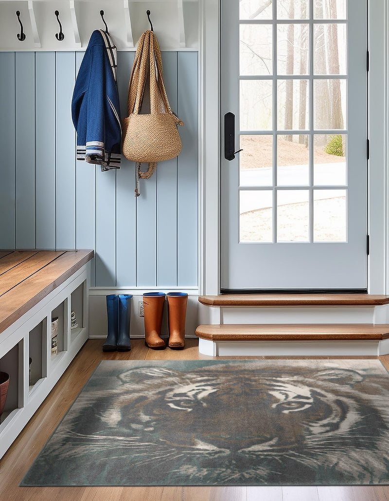 Savannah Sojourn Collection Area Rug -  Okavango Square Multi  lifestyle 37