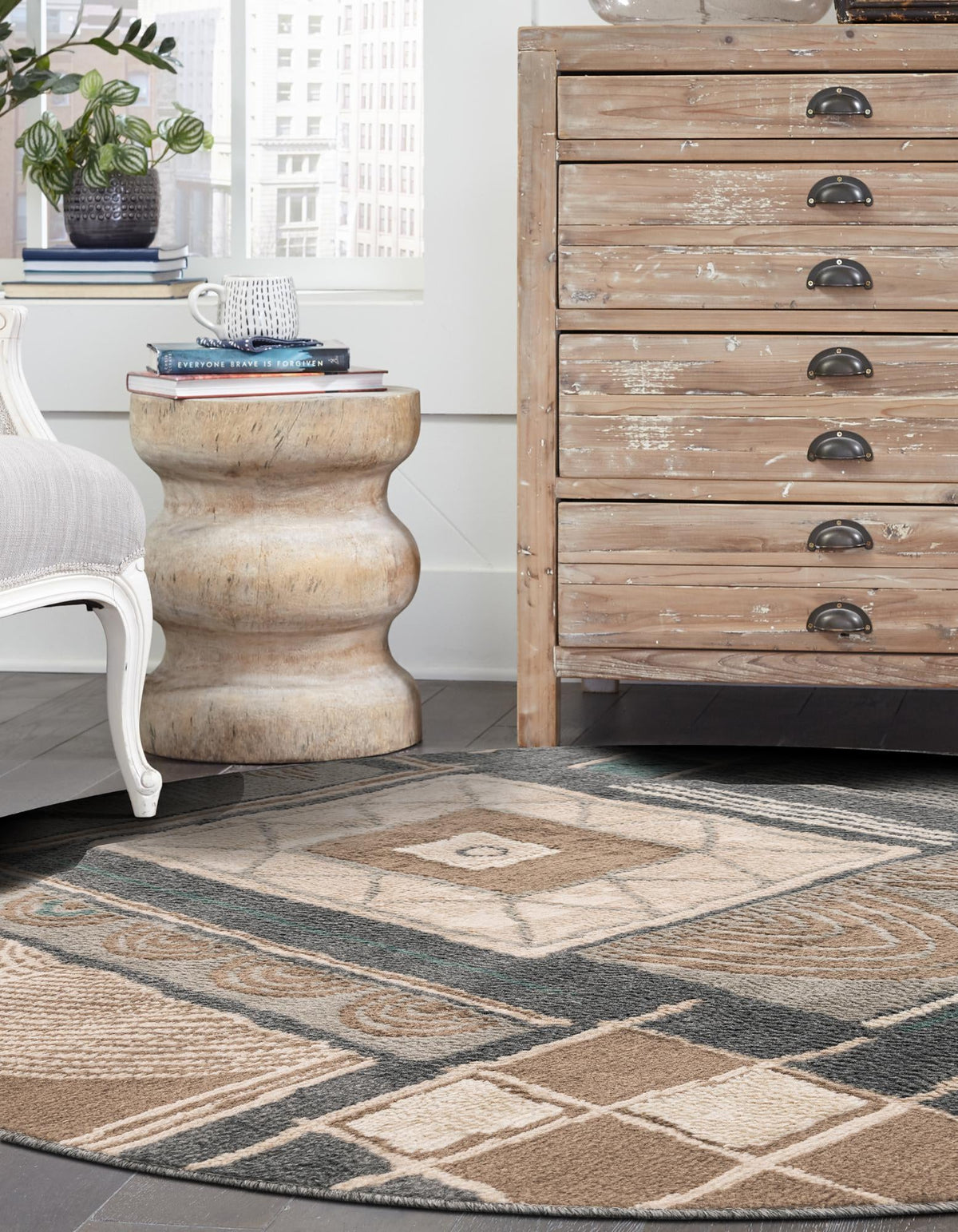 Savannah Sojourn Collection Area Rug -  Tsavo Round Multi  lifestyle 32