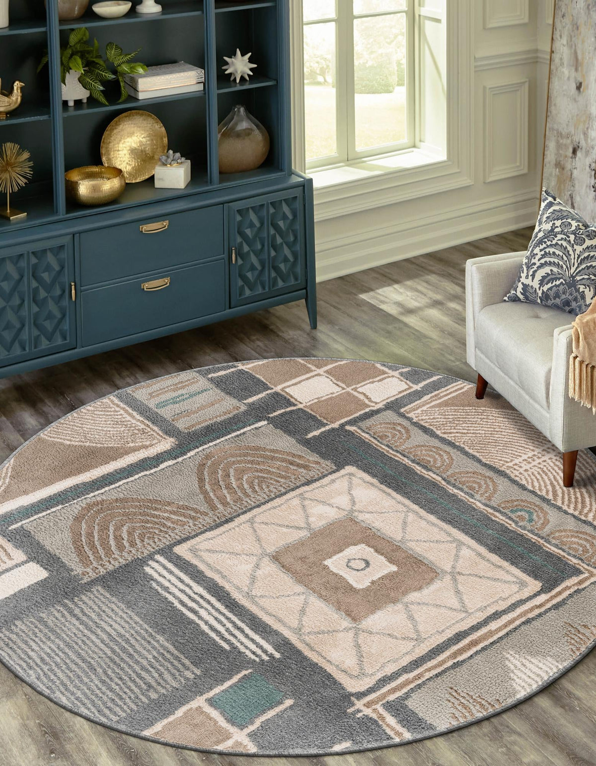 Savannah Sojourn Collection Area Rug -  Tsavo Round Multi  lifestyle 36