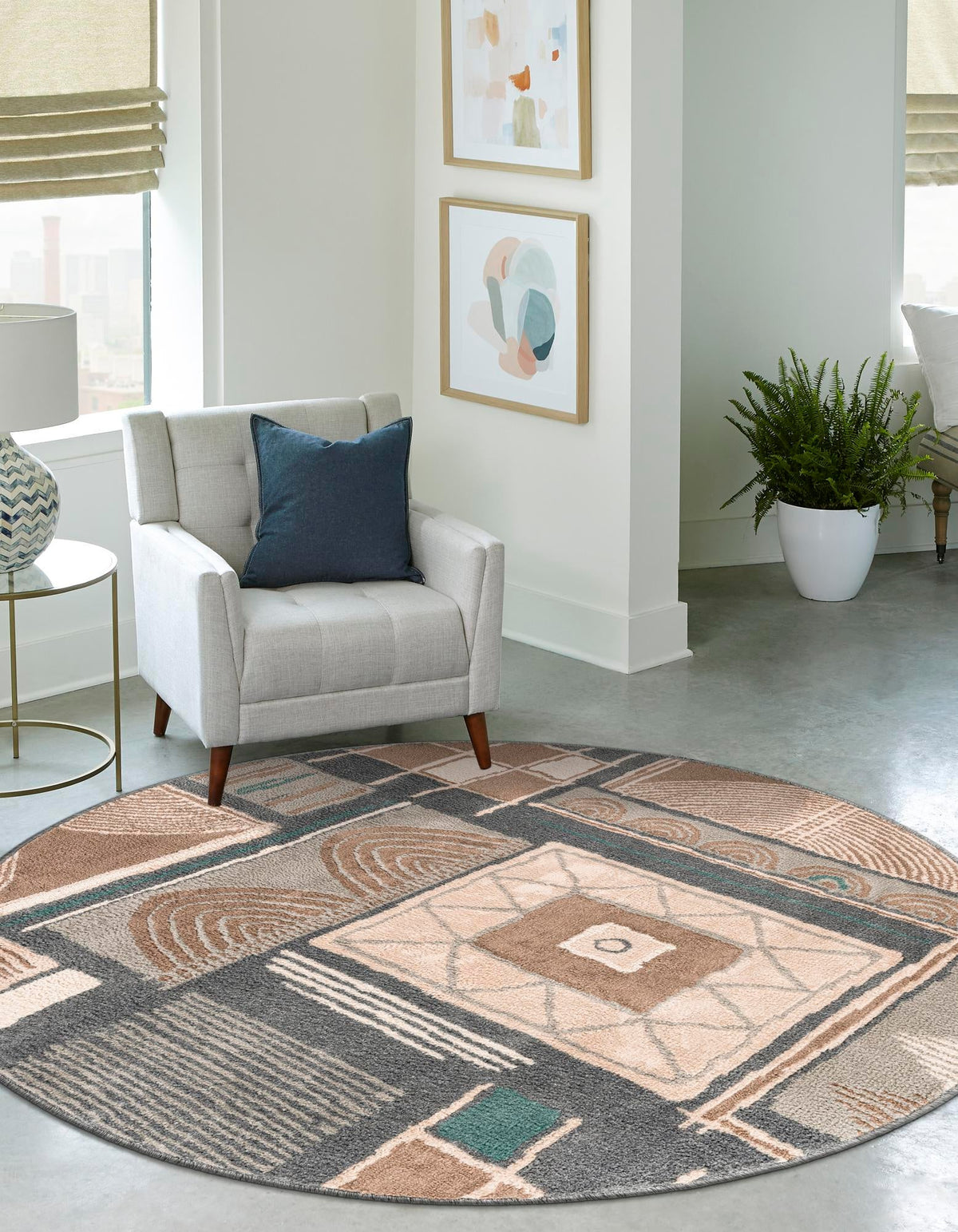 Savannah Sojourn Collection Area Rug -  Tsavo Round Multi  lifestyle 40