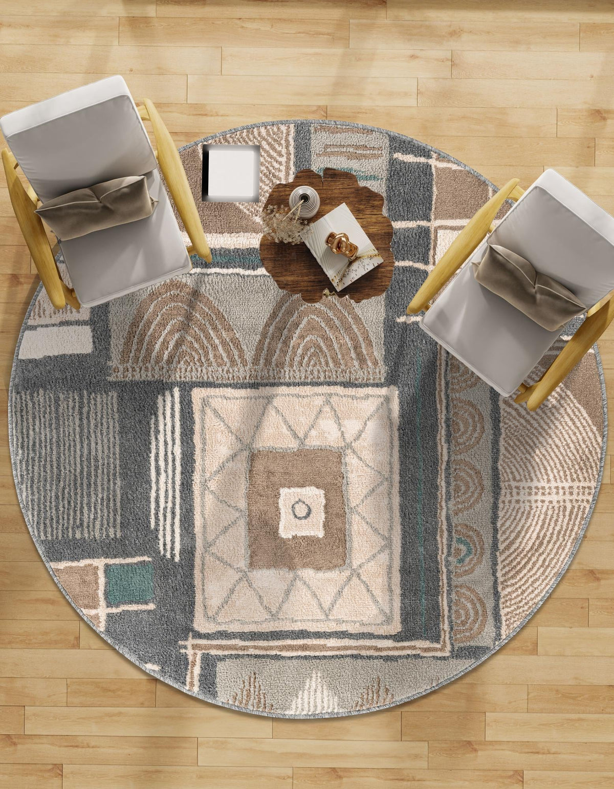 Savannah Sojourn Collection Area Rug -  Tsavo Round Multi  lifestyle 72