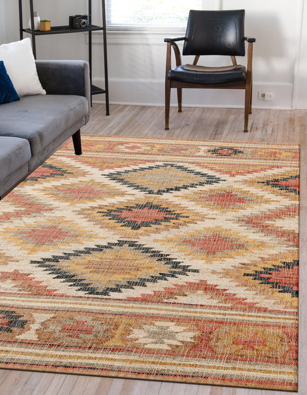 Desert Weave Jute Collection Area Rug - Sahara Rectangle Multi  lifestyle 4