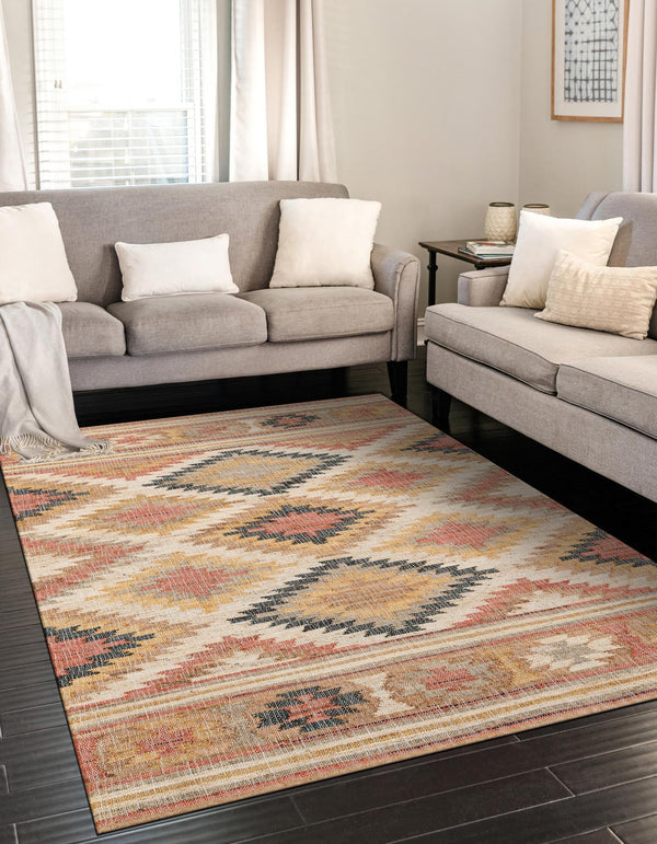 Desert Weave Jute Collection Area Rug - Sahara Rectangle Multi  lifestyle 7