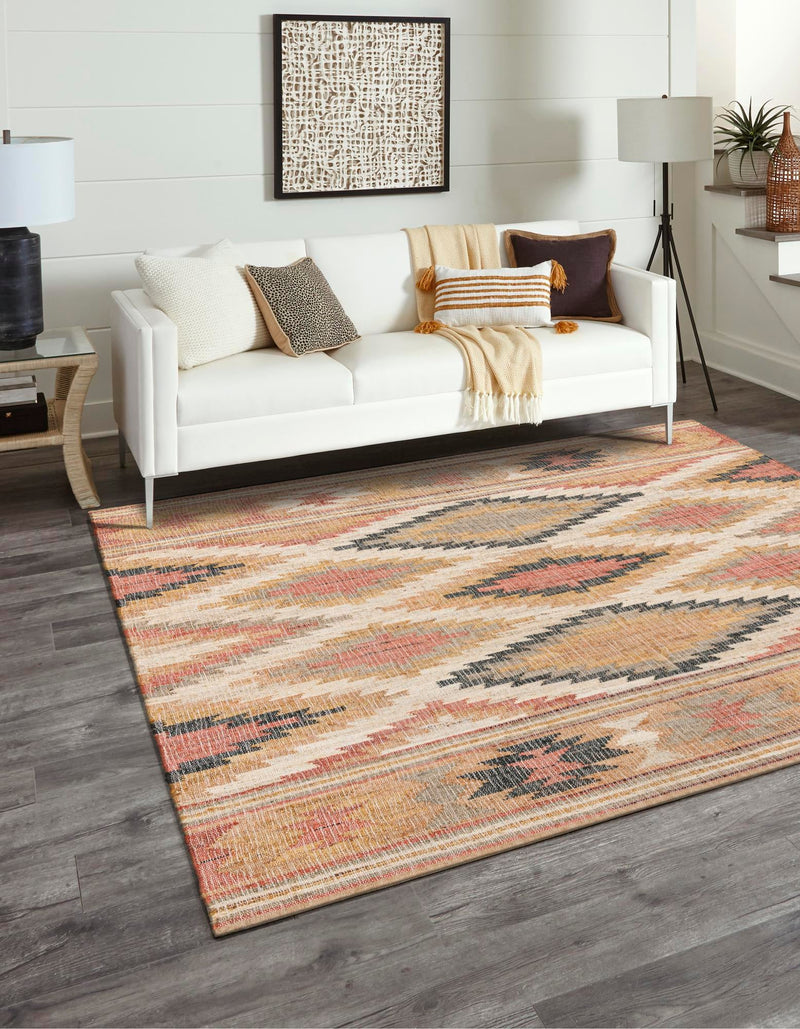 Desert Weave Jute Collection Area Rug - Sahara Square Multi  lifestyle 25