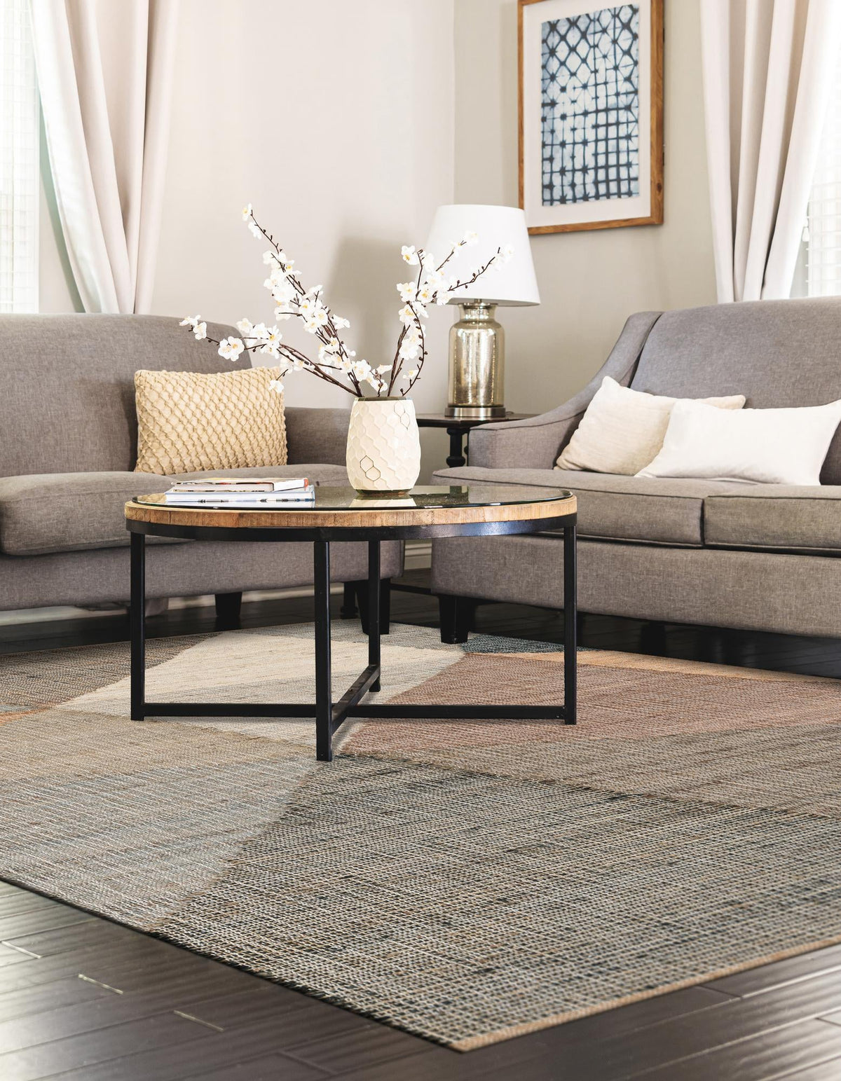 Desert Weave Jute Collection Area Rug -  Mojave Rectangle Multi  lifestyle 5