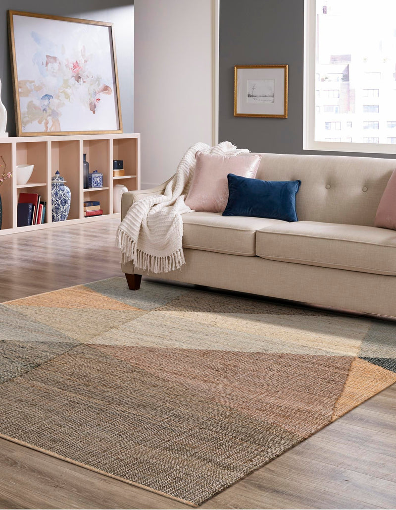 Desert Weave Jute Collection Area Rug -  Mojave Square Multi  lifestyle 25