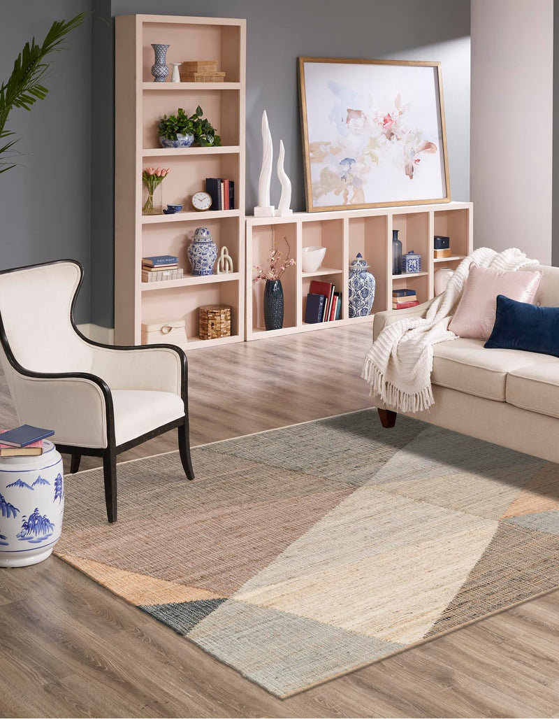 Desert Weave Jute Collection Area Rug -  Mojave Square Multi  lifestyle 27