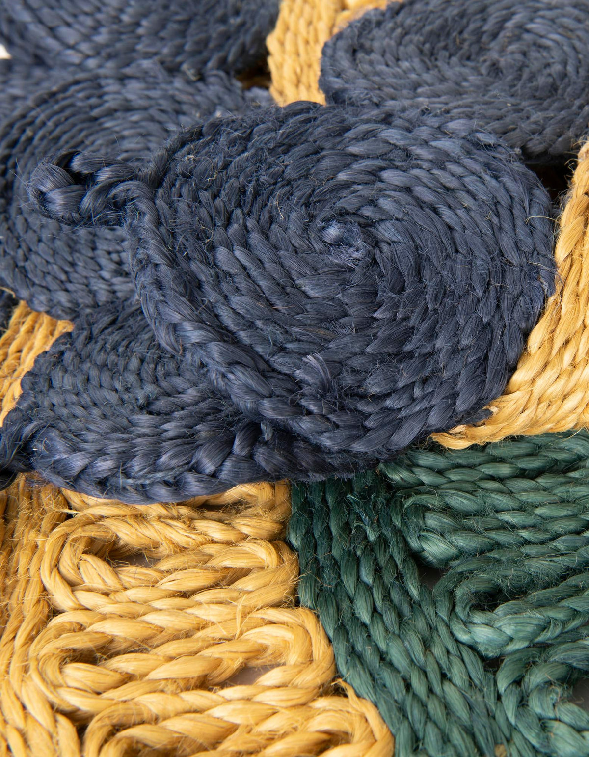 Woven Seaside Jute Collection Area Rug - Coastalhaven (Navy Blue Yellow Green) Round Navy Blue Yellow Green  lifestyle 9