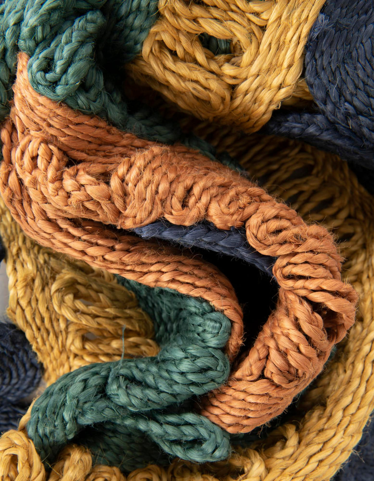 Woven Seaside Jute Collection Area Rug - Coastalhaven (Navy Blue Yellow Green) Round Navy Blue Yellow Green  lifestyle 13