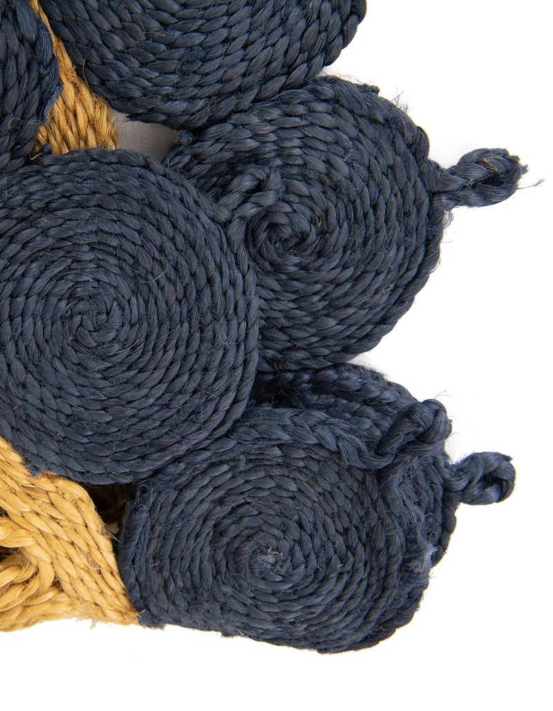 Woven Seaside Jute Collection Area Rug - Coastalhaven (Navy Blue Yellow Green) Round Navy Blue Yellow Green  lifestyle 15
