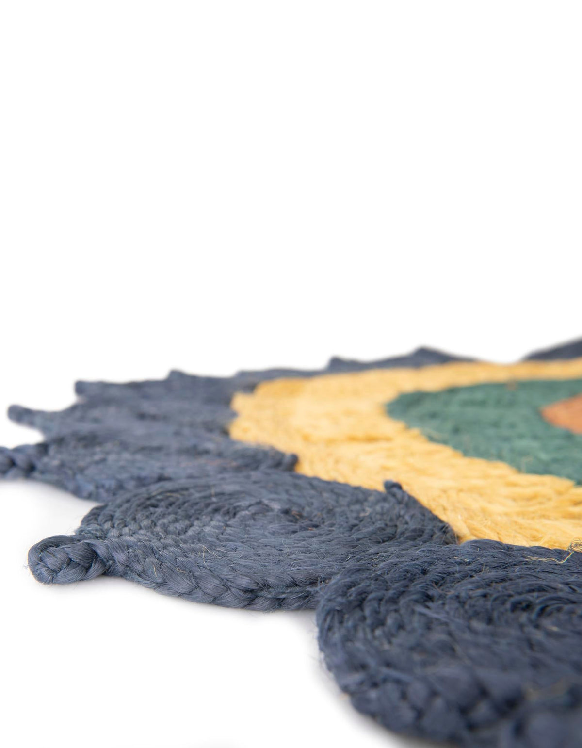 Woven Seaside Jute Collection Area Rug - Coastalhaven (Navy Blue Yellow Green) Round Navy Blue Yellow Green  lifestyle 17