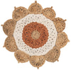 Woven Seaside Jute Collection Area Rug - Coastalhaven (Natural White Orange Pink) Round Natural White Orange Pink Main