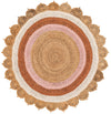 Woven Seaside Jute Collection Area Rug - Coastalhaven (Natural White Orange Pink) Round Natural White Orange Pink  lifestyle 4