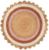 Woven Seaside Jute Collection Area Rug - Coastalhaven (Natural White Orange Pink) Round Natural White Orange Pink  lifestyle 3
