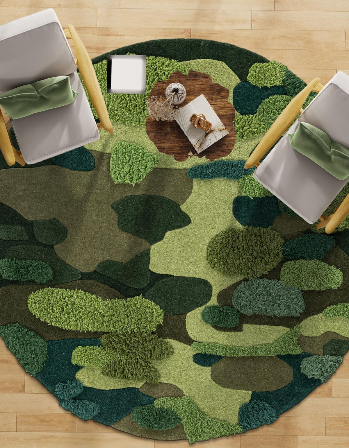 Forest Floor Oasis Collection Area Rug - Fernwood Round Green  lifestyle 21