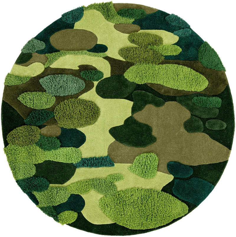 Forest Floor Oasis Collection Area Rug - Willowbrook Round Green  lifestyle 22