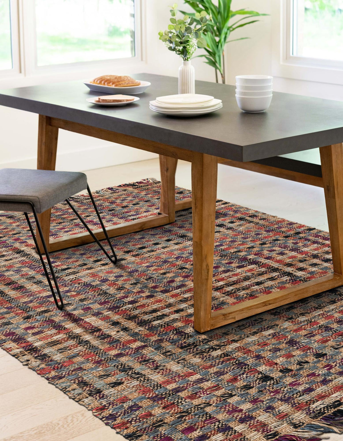 Savannah Jute Collection Area Rug - Malibu Rectangle Multi  lifestyle 8