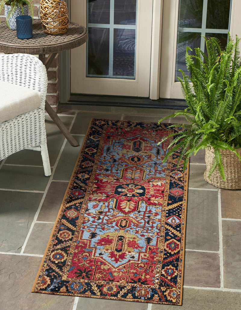 Patio Elegance Collection Area Rug -  Garden Runner Rust Red and Blue  lifestyle 26