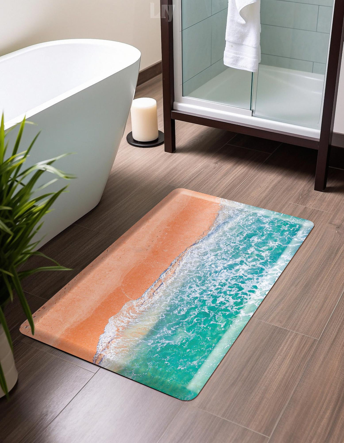 Cozy Haven Mat Collection Area Rug -  Hermitage Rectangle Blue and Khaki  lifestyle 5