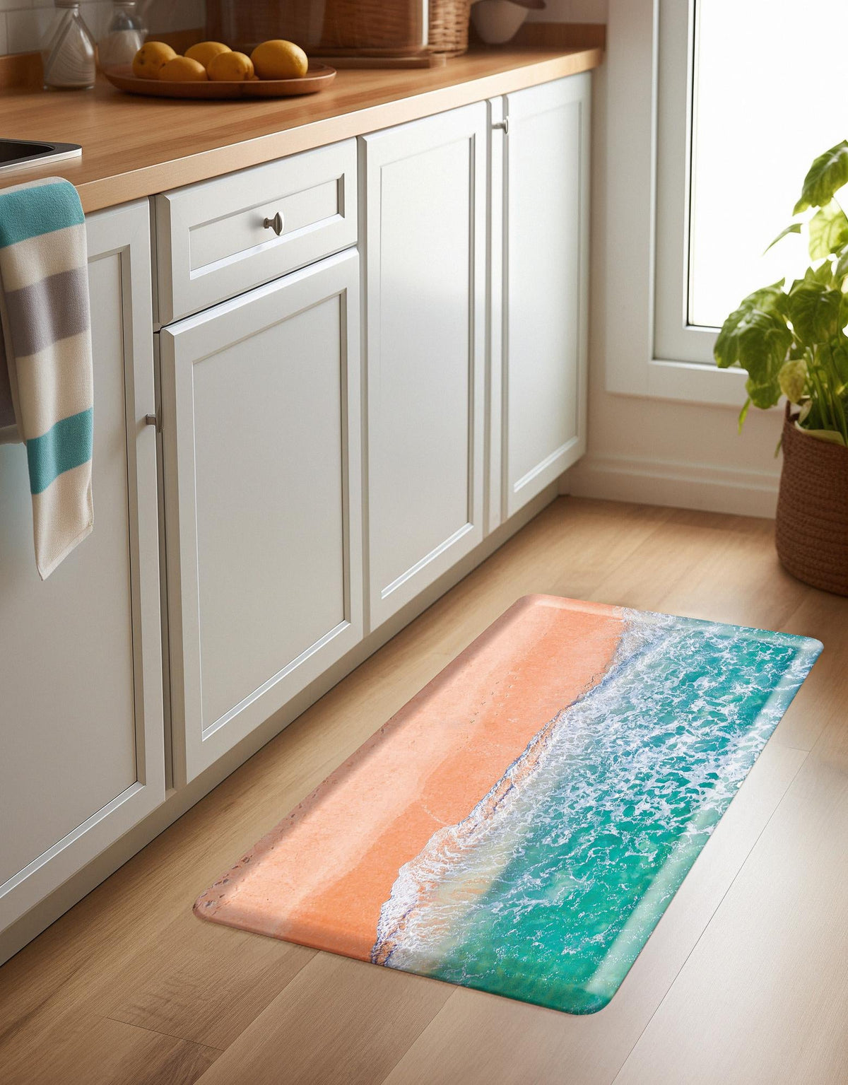 Cozy Haven Mat Collection Area Rug -  Hermitage Rectangle Blue and Khaki  lifestyle 7