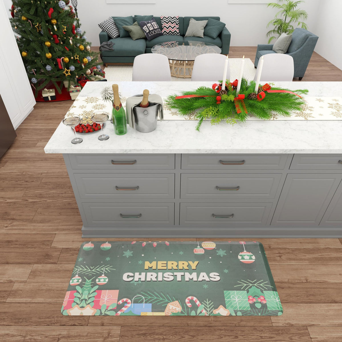 Cozy Haven Mat Collection Area Rug -  Calm Rectangle Green  lifestyle 16