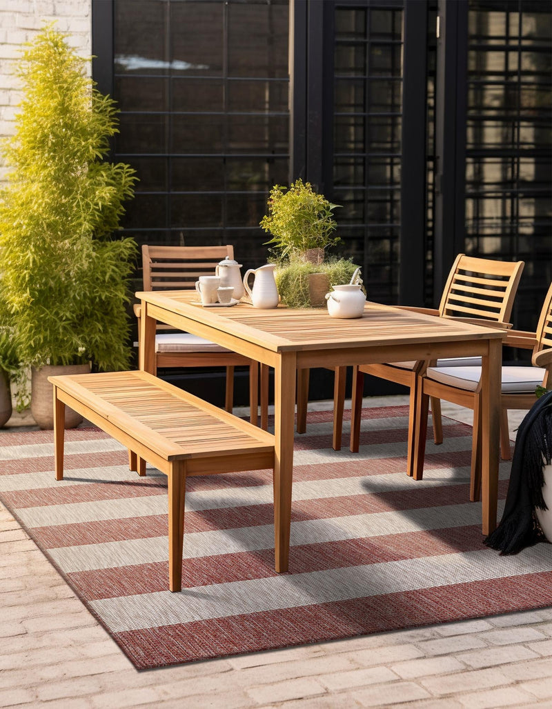Patio Stripe Harmony Collection Area Rug -  Veranda Square Rust Red  lifestyle 2