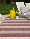 Patio Stripe Harmony Collection Area Rug -  Veranda Square Rust Red  lifestyle 4