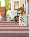 Patio Stripe Harmony Collection Area Rug -  Veranda Square Rust Red  lifestyle 8