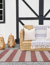 Patio Stripe Harmony Collection Area Rug -  Veranda Square Rust Red  lifestyle 10