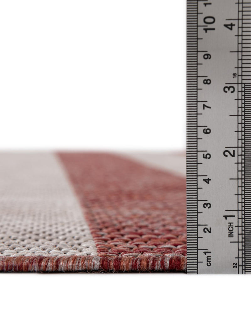 Patio Stripe Harmony Collection Area Rug -  Veranda Square Rust Red  lifestyle 11