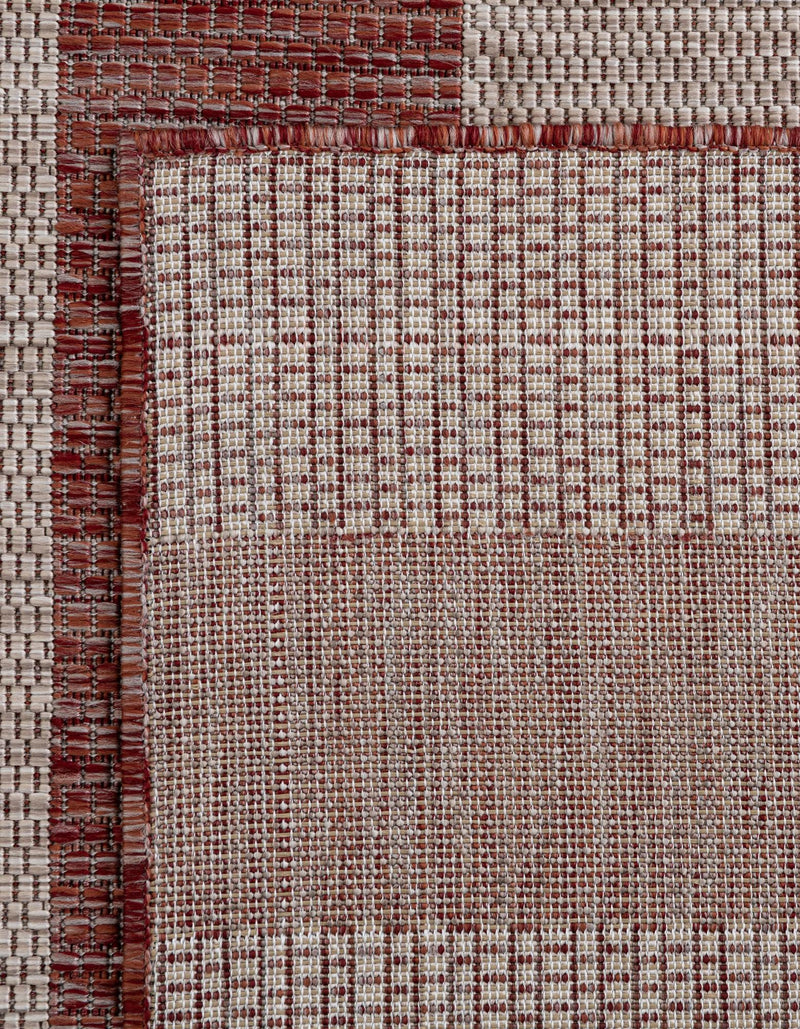 Patio Stripe Harmony Collection Area Rug -  Veranda Square Rust Red  lifestyle 15