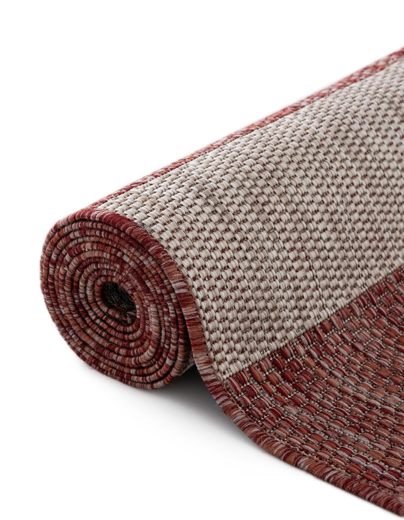 Patio Stripe Harmony Collection Area Rug -  Veranda Square Rust Red  lifestyle 18