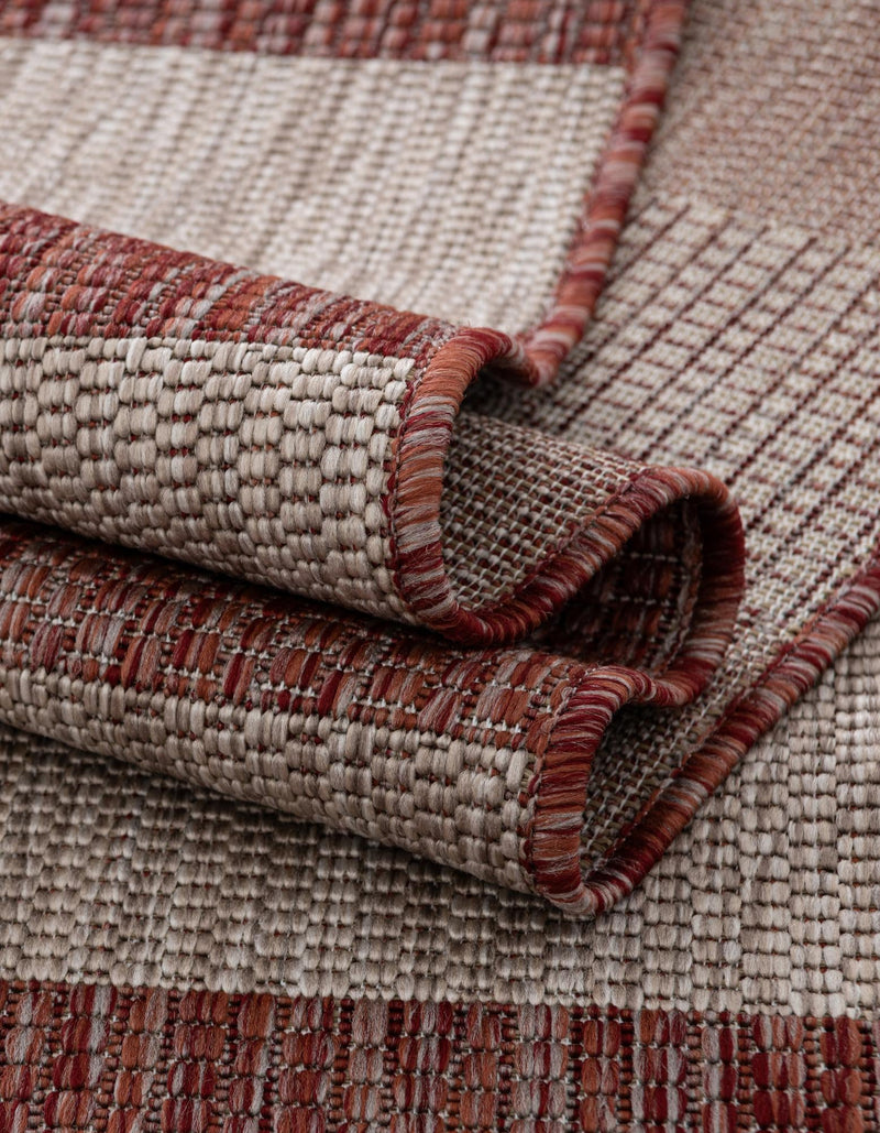 Patio Stripe Harmony Collection Area Rug -  Veranda Square Rust Red  lifestyle 19
