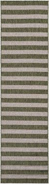 Patio Stripe Harmony Collection Area Rug -  Veranda Runner Green Main