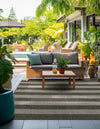 Patio Stripe Harmony Collection Area Rug -  Veranda Square Green  lifestyle 23