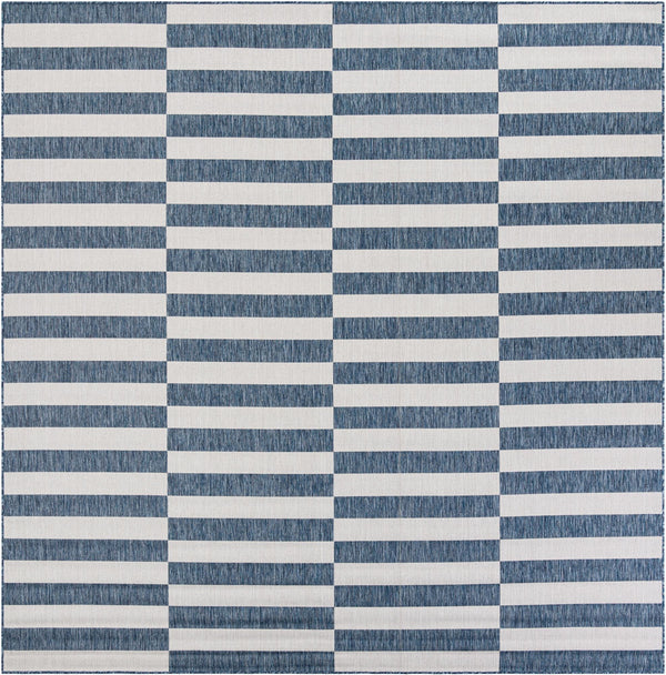 Patio Stripe Harmony Collection Area Rug - Cabana (Blue) Square Blue Main