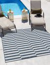 Patio Stripe Harmony Collection Area Rug - Cabana (Blue) Square Blue  lifestyle 2