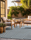 Patio Stripe Harmony Collection Area Rug - Cabana (Blue) Square Blue  lifestyle 3