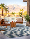 Patio Stripe Harmony Collection Area Rug - Cabana (Blue) Square Blue  lifestyle 6