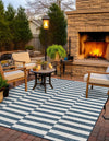 Patio Stripe Harmony Collection Area Rug - Cabana (Blue) Square Blue  lifestyle 8