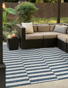 Patio Stripe Harmony Collection Area Rug - Cabana (Blue) Square Blue  lifestyle 10